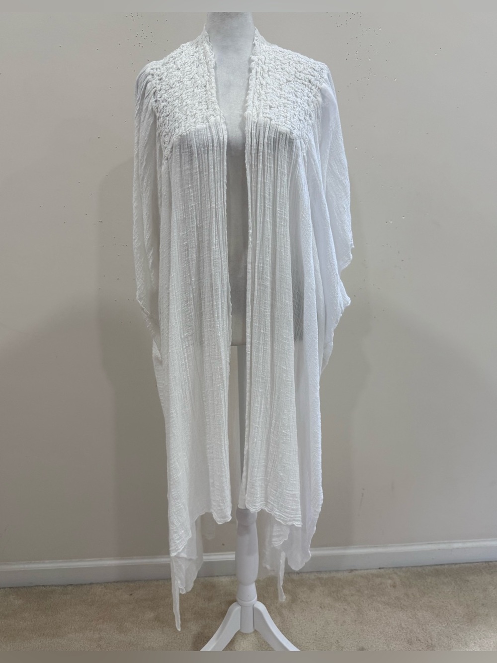 Free people White Duster Cardigan Cotton Blend Size M/L